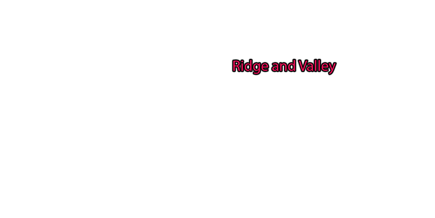 Ridge-and-Valley label with glow